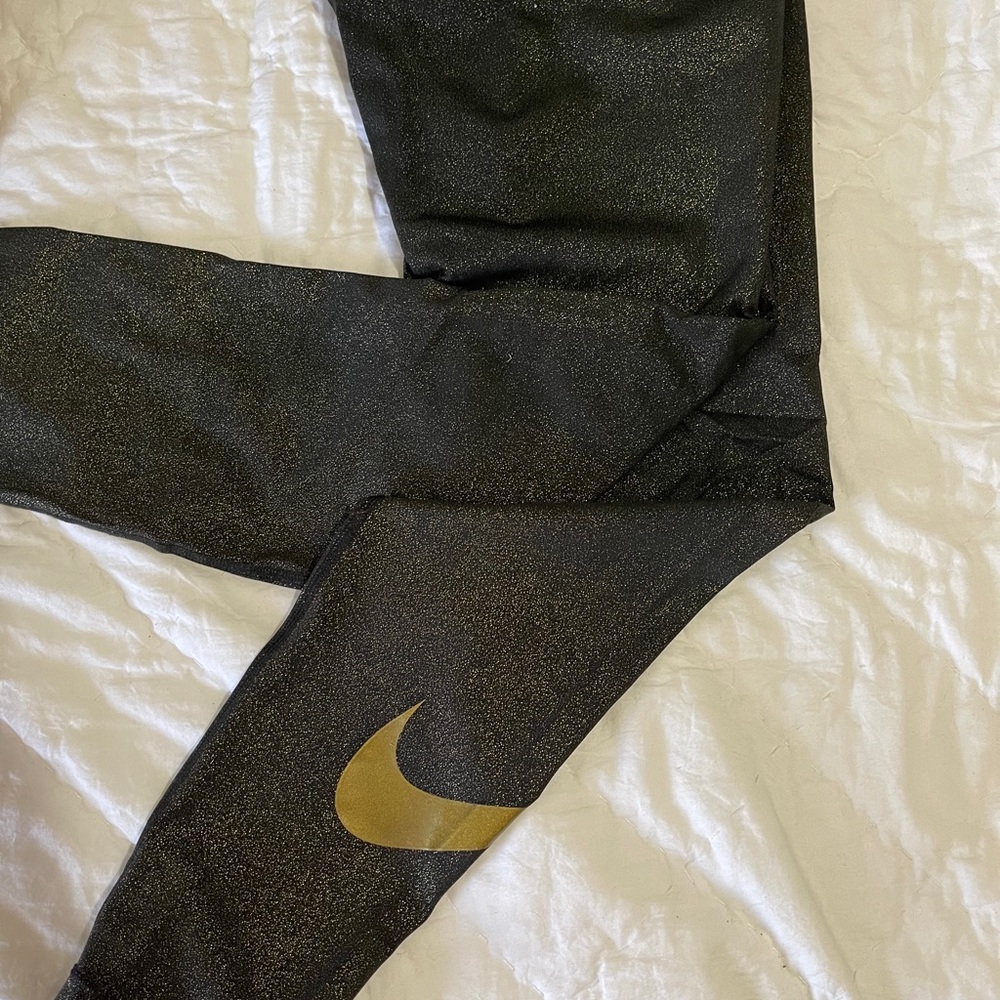 Nike Pro Black and Gold Leggings Size Large